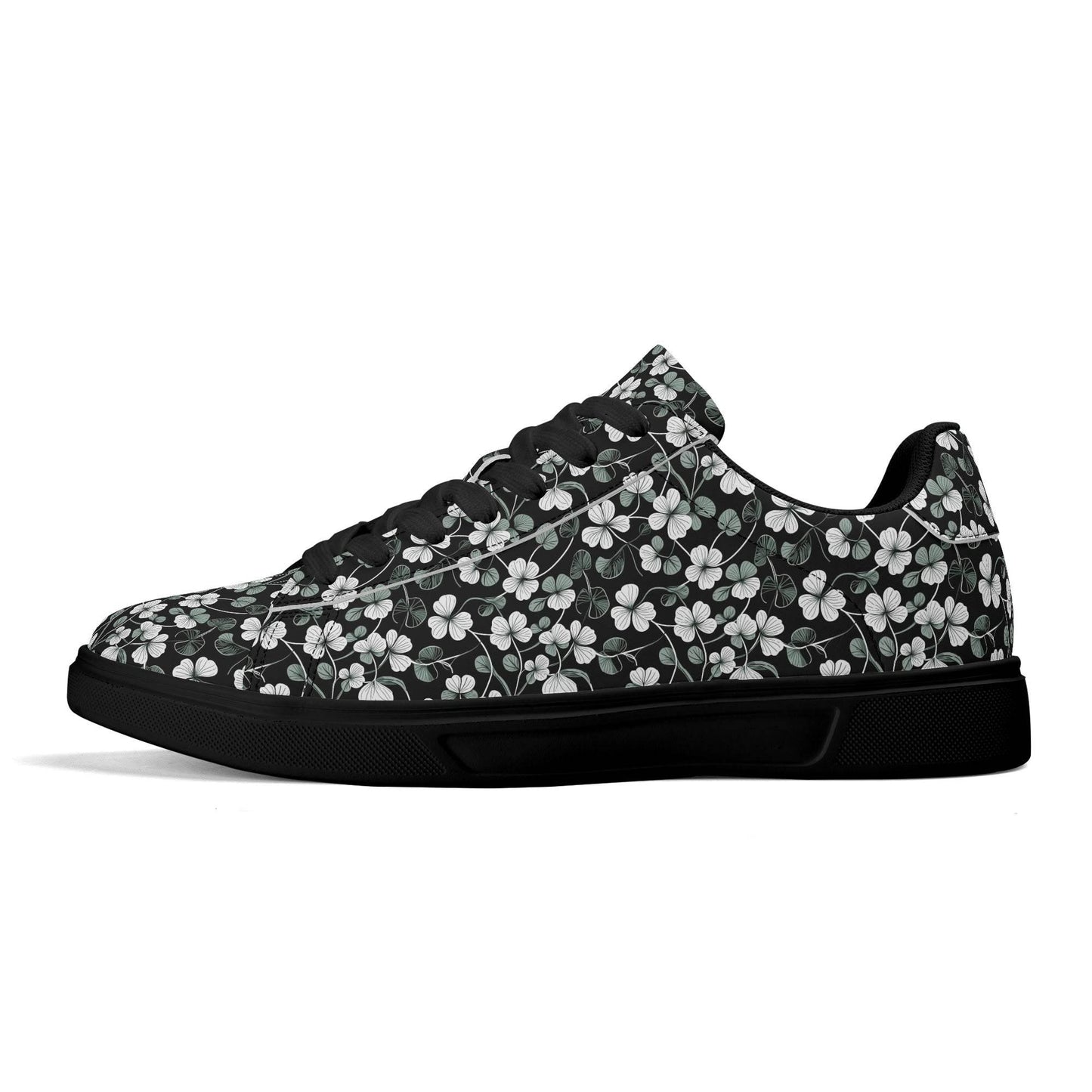 White and Green Clover Adult Lightweight Brand Low Top Leather Shoes - DeRose Seasonal