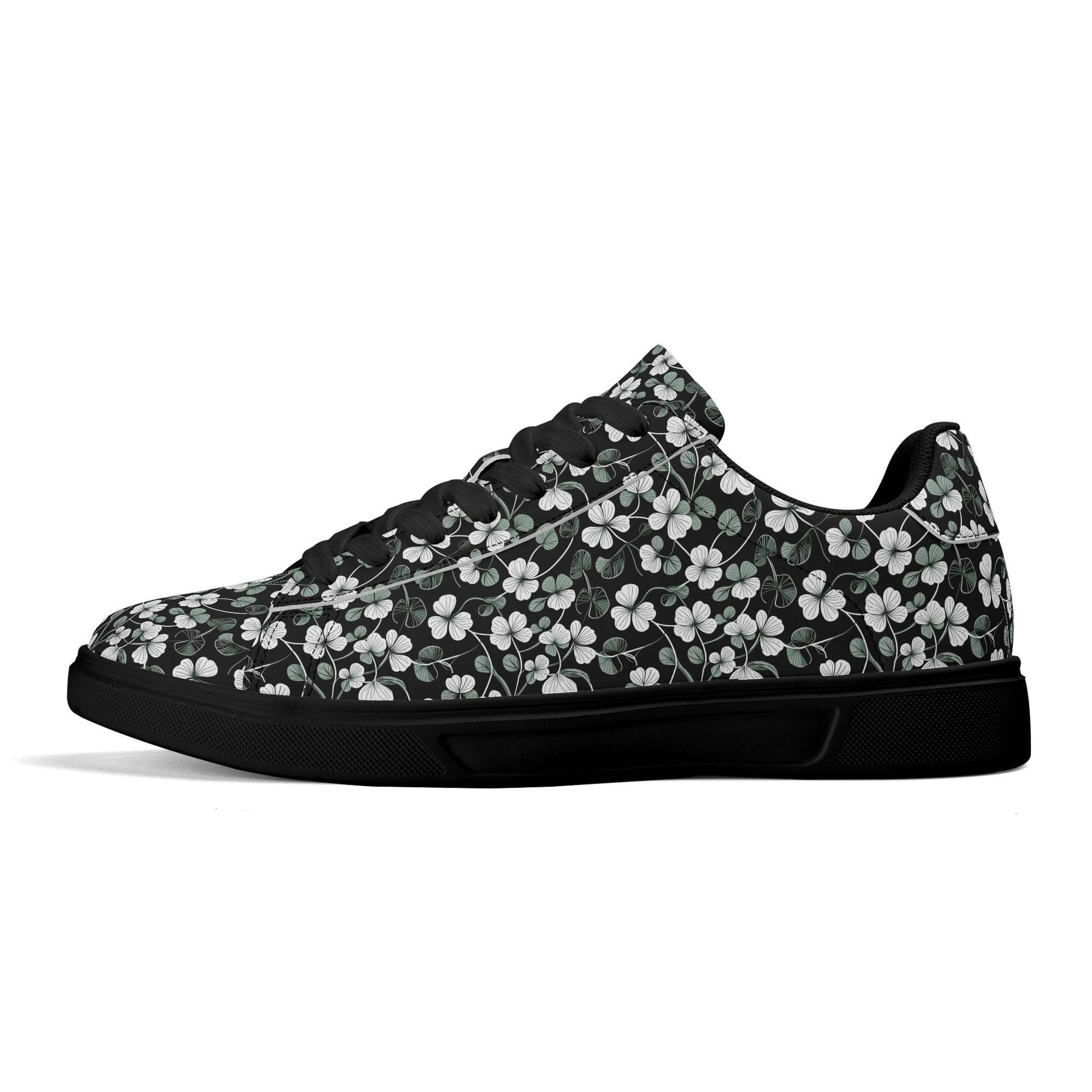 White and Green Clover Adult Lightweight Brand Low Top Leather Shoes - DeRose Seasonal
