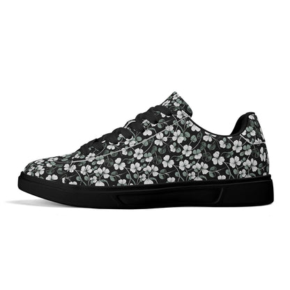 White and Green Clover Adult Lightweight Brand Low Top Leather Shoes - DeRose Seasonal