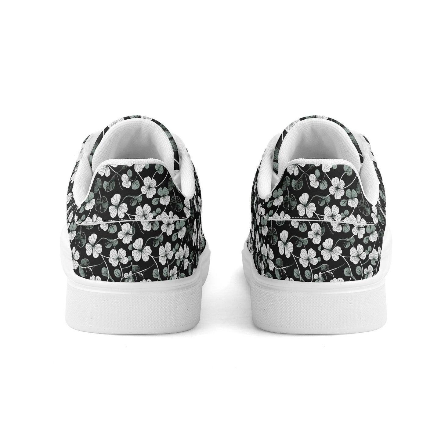 White and Green Clover Adult Lightweight Brand Low Top Leather Shoes - DeRose Seasonal