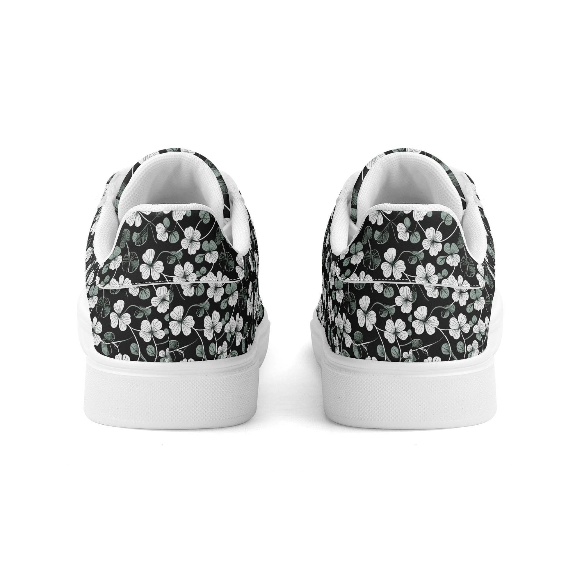White and Green Clover Adult Lightweight Brand Low Top Leather Shoes - DeRose Seasonal