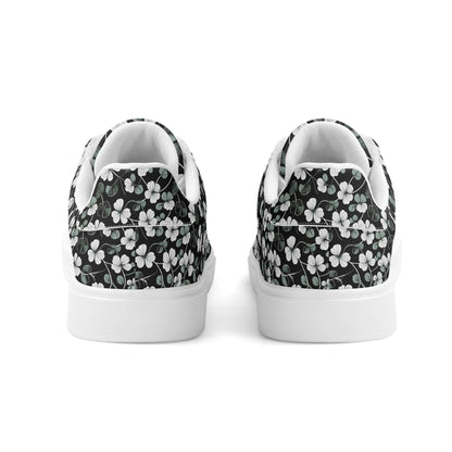 White and Green Clover Adult Lightweight Brand Low Top Leather Shoes - DeRose Seasonal