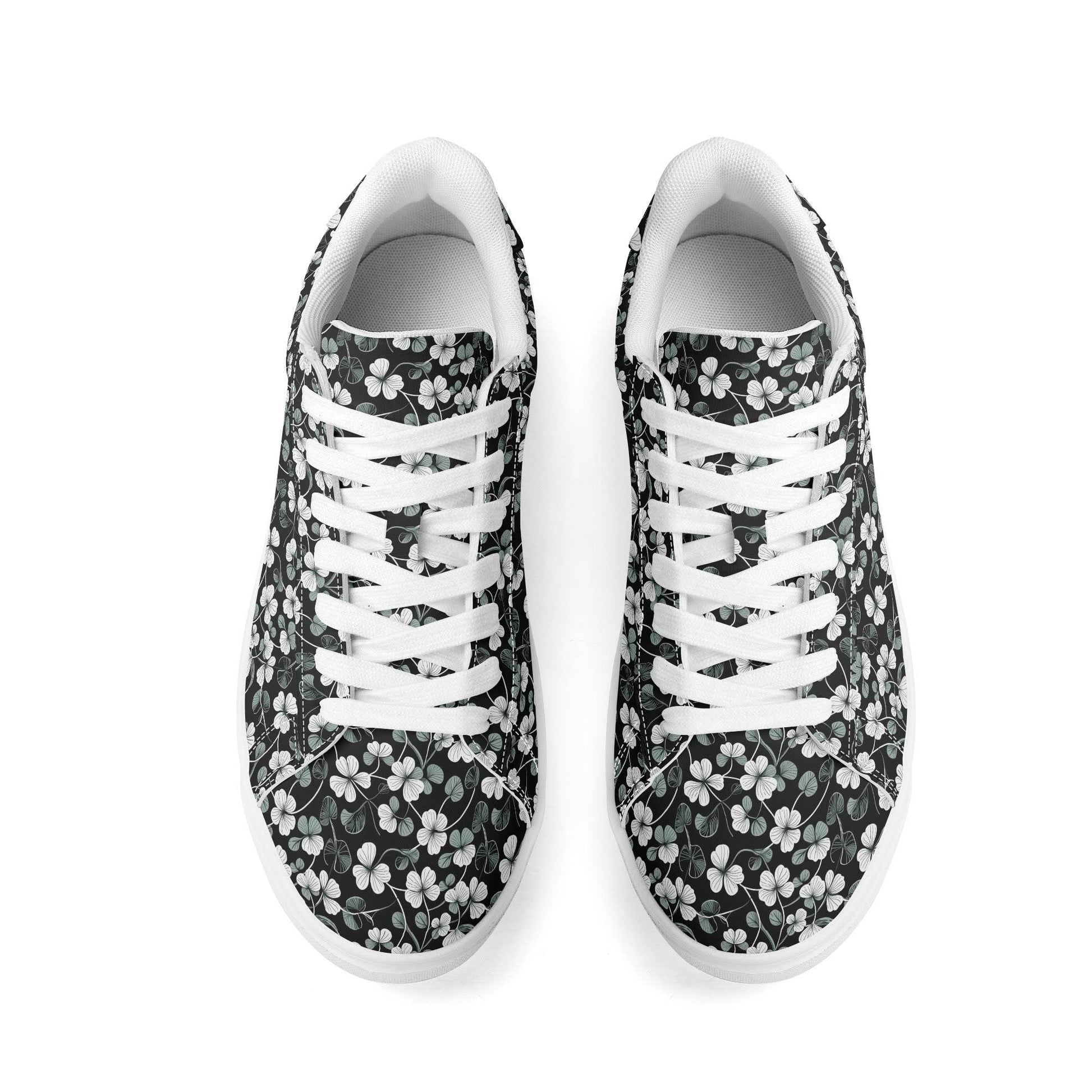 White and Green Clover Adult Lightweight Brand Low Top Leather Shoes - DeRose Seasonal