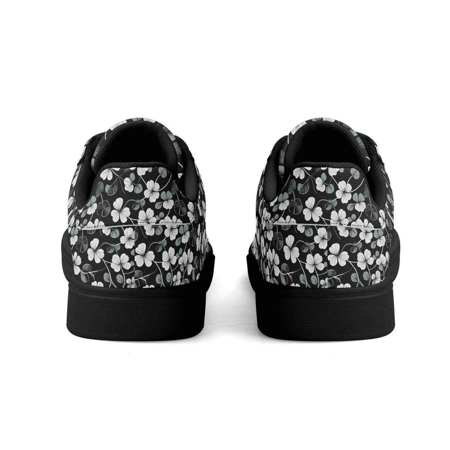 White and Green Clover Adult Lightweight Brand Low Top Leather Shoes - DeRose Seasonal