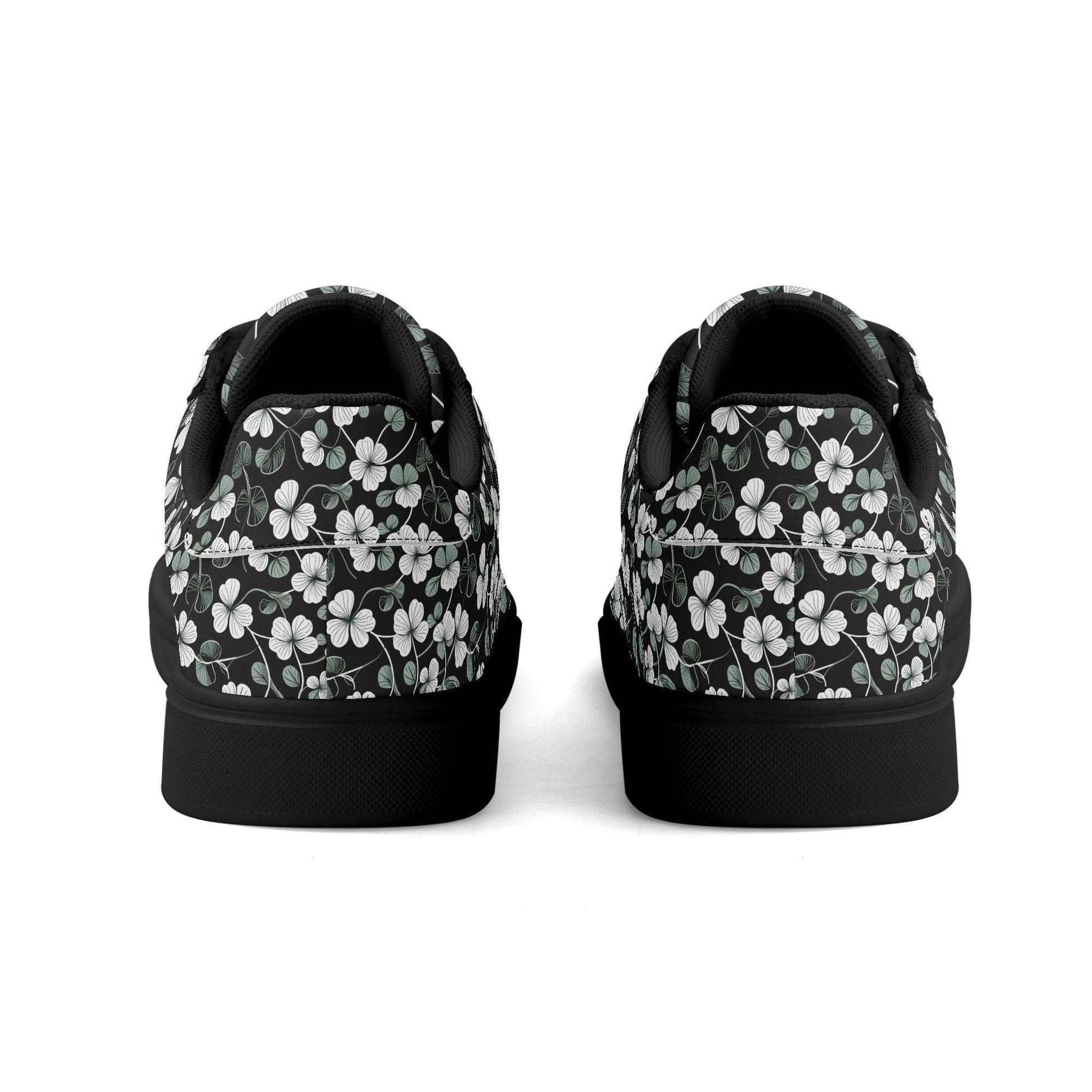 White and Green Clover Adult Lightweight Brand Low Top Leather Shoes - DeRose Seasonal