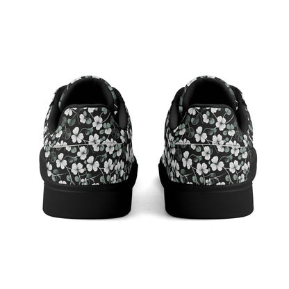 White and Green Clover Adult Lightweight Brand Low Top Leather Shoes - DeRose Seasonal