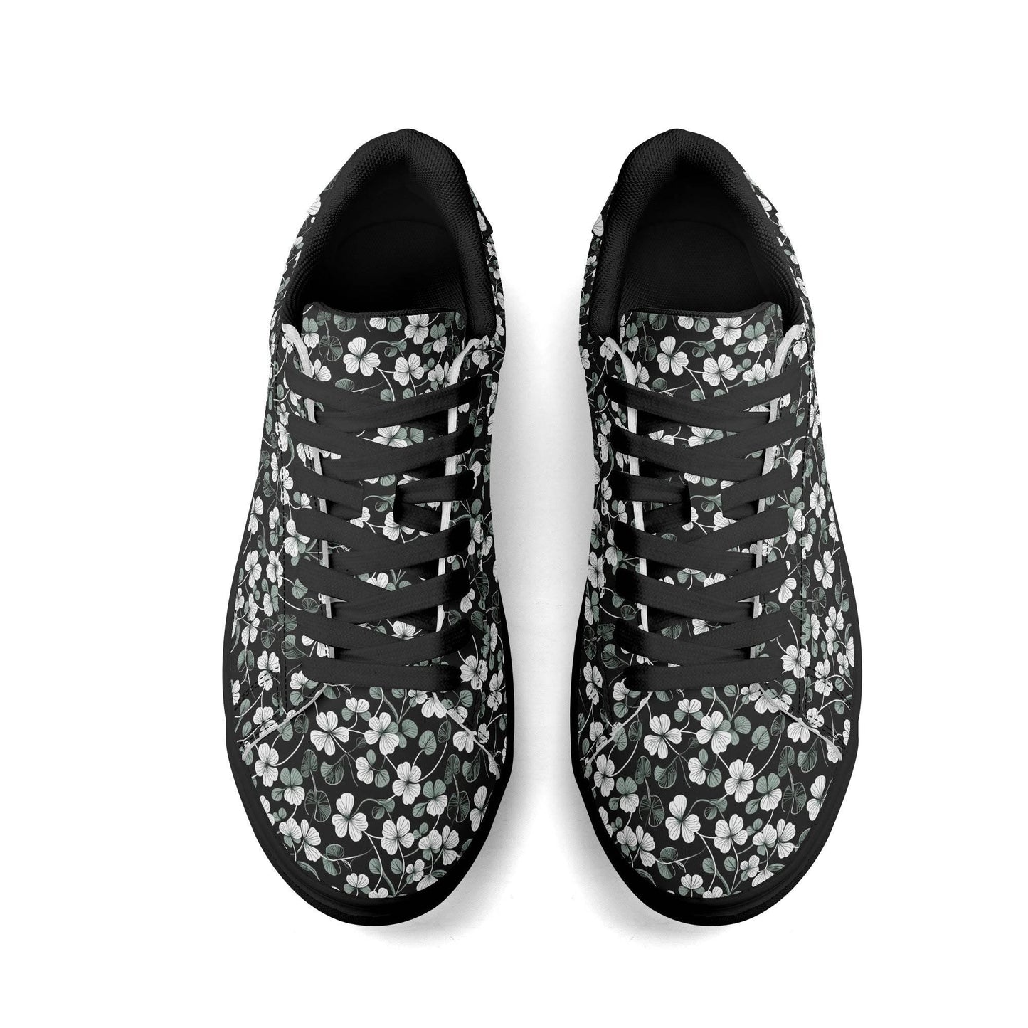 White and Green Clover Adult Lightweight Brand Low Top Leather Shoes - DeRose Seasonal