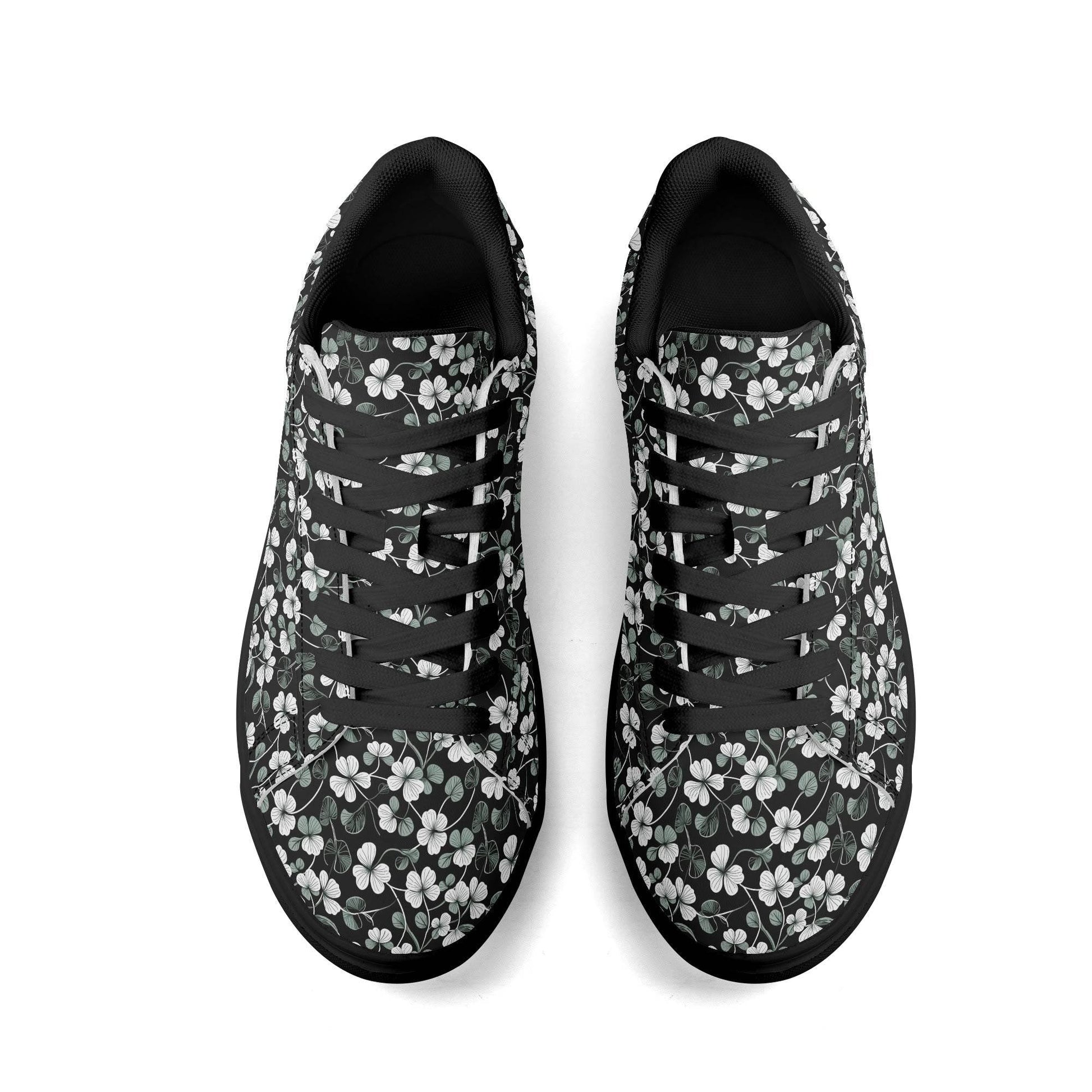White and Green Clover Adult Lightweight Brand Low Top Leather Shoes - DeRose Seasonal