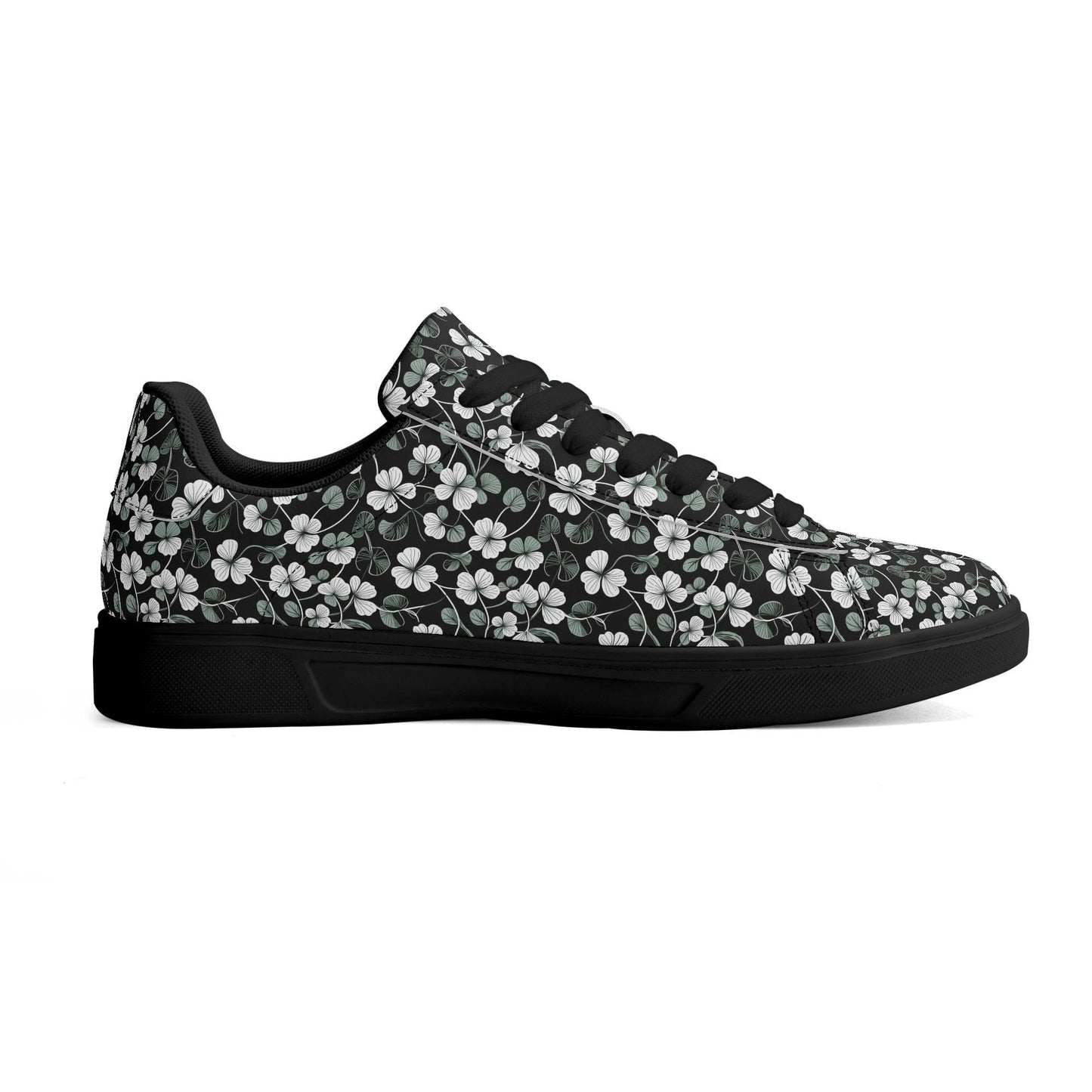 White and Green Clover Adult Lightweight Brand Low Top Leather Shoes - DeRose Seasonal