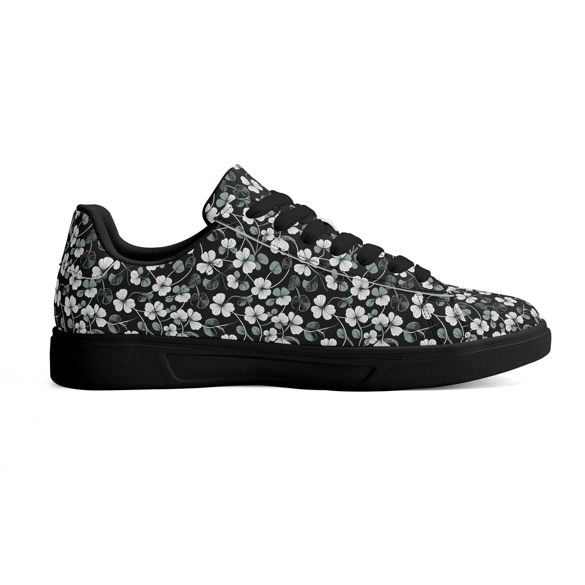 White and Green Clover Adult Lightweight Brand Low Top Leather Shoes - DeRose Seasonal