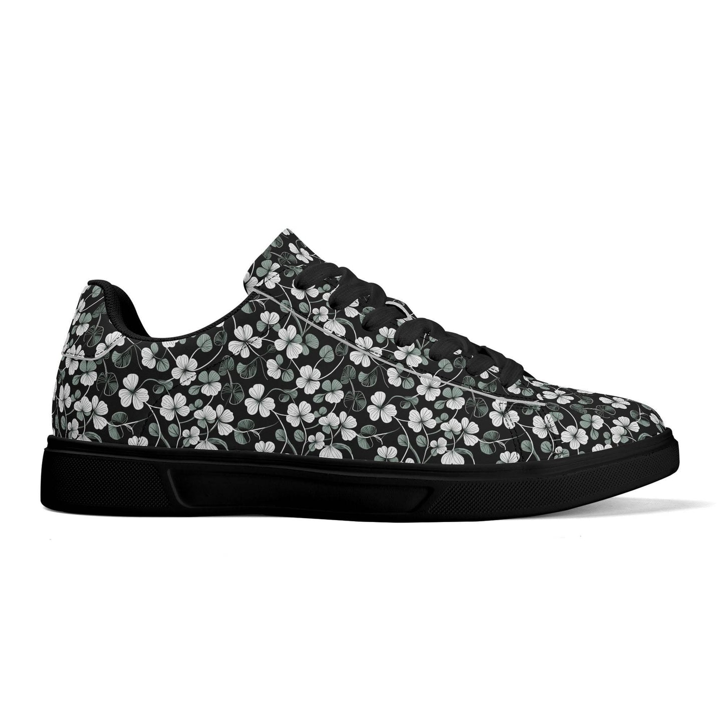 White and Green Clover Adult Lightweight Brand Low Top Leather Shoes - DeRose Seasonal