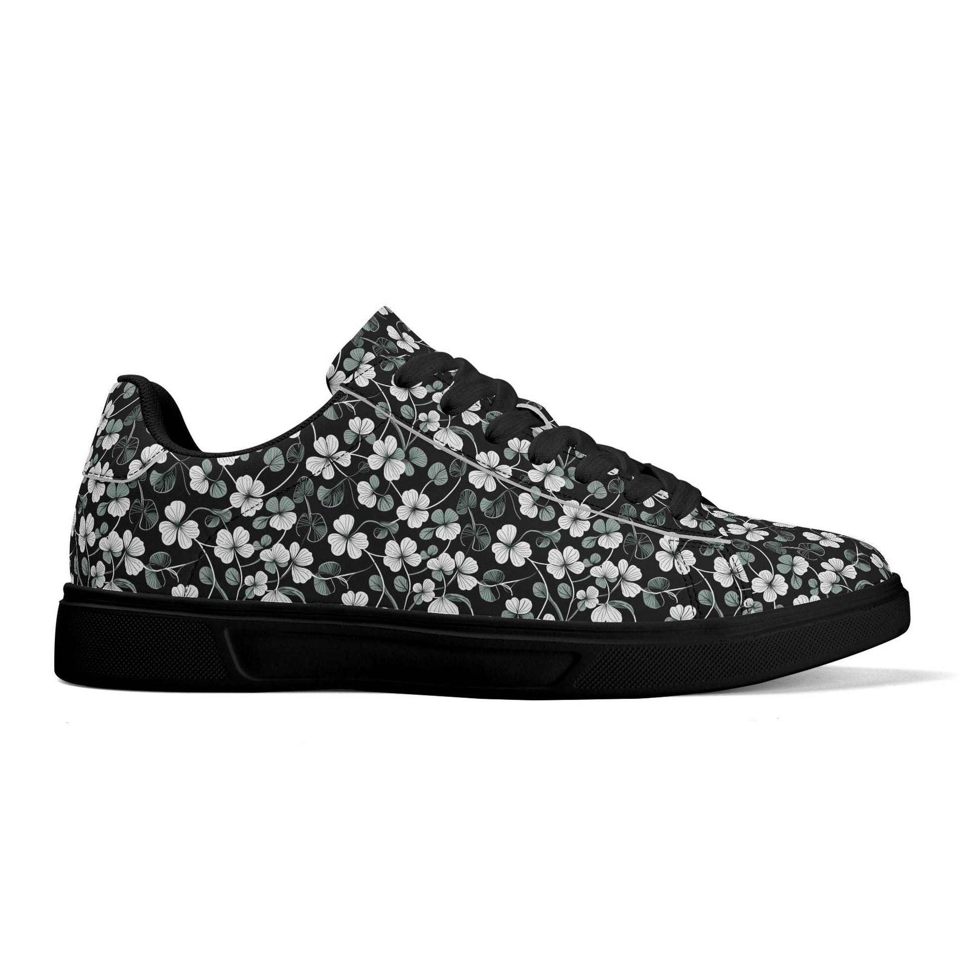 White and Green Clover Adult Lightweight Brand Low Top Leather Shoes - DeRose Seasonal