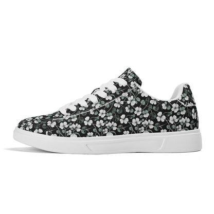 White and Green Clover Adult Lightweight Brand Low Top Leather Shoes - DeRose Seasonal