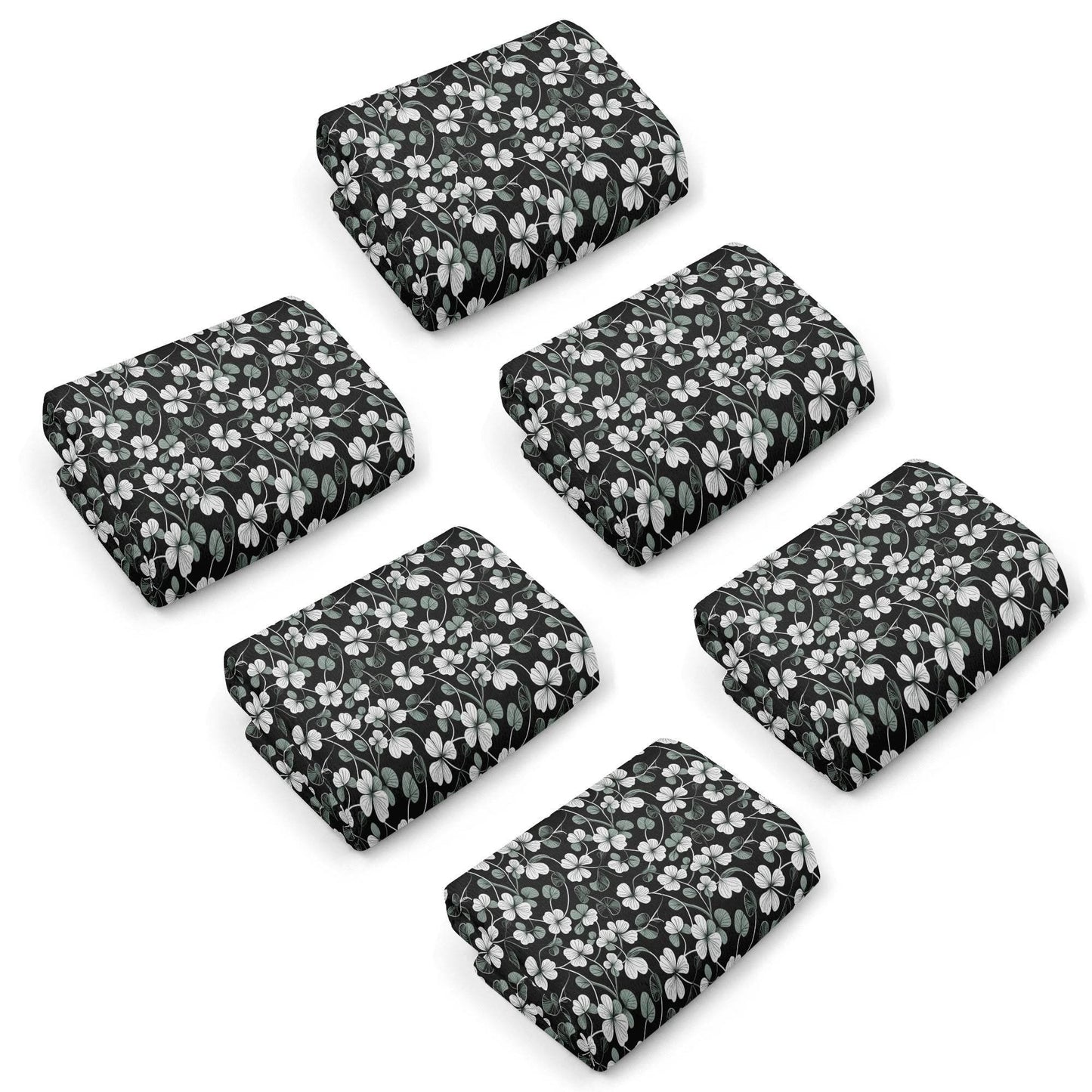 White and Green Clover Hand Towels (6 Pcs) - DeRose Seasonal