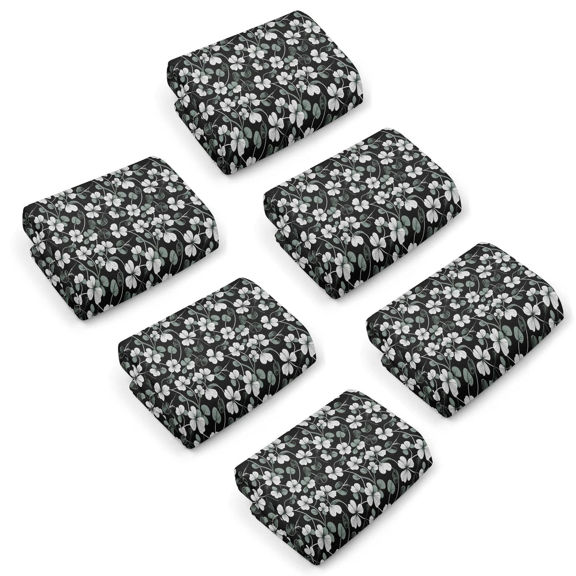 White and Green Clover Hand Towels (6 Pcs) - DeRose Seasonal