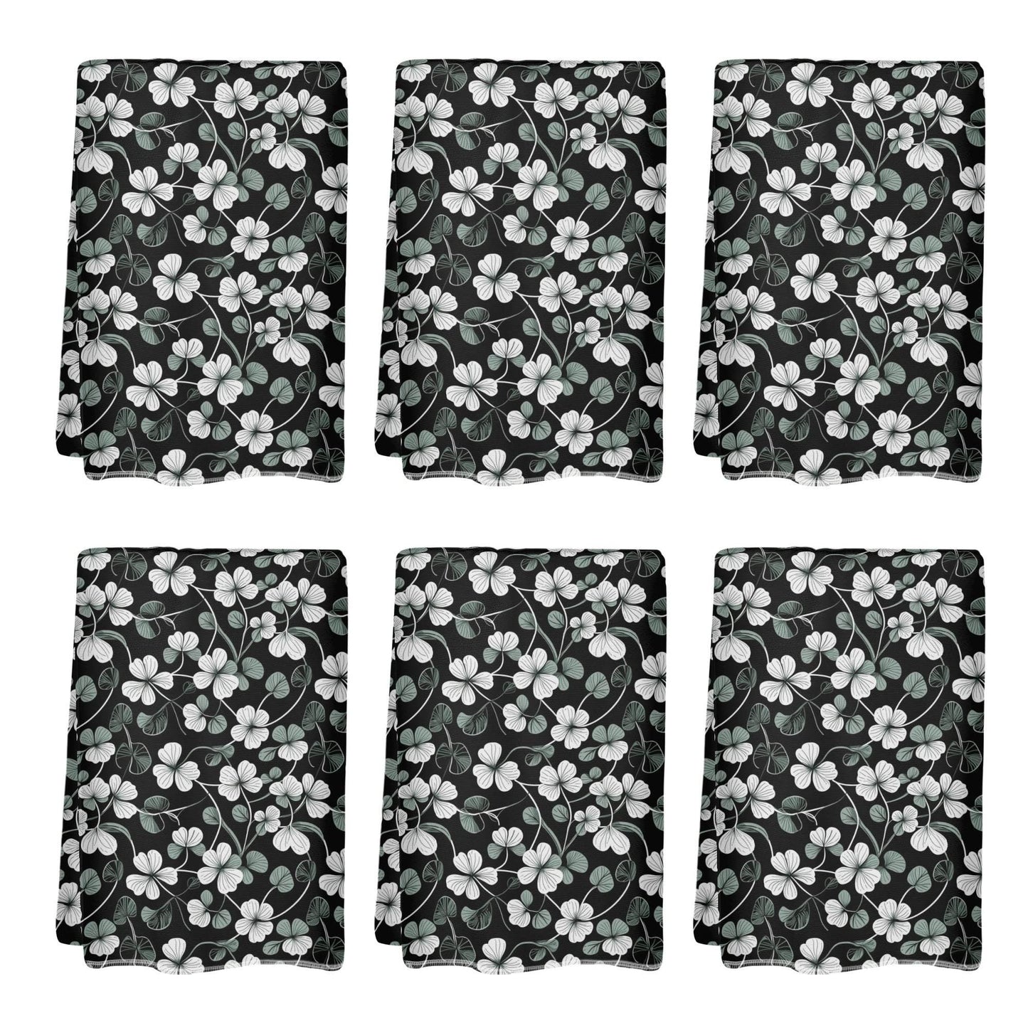 White and Green Clover Hand Towels (6 Pcs) - DeRose Seasonal