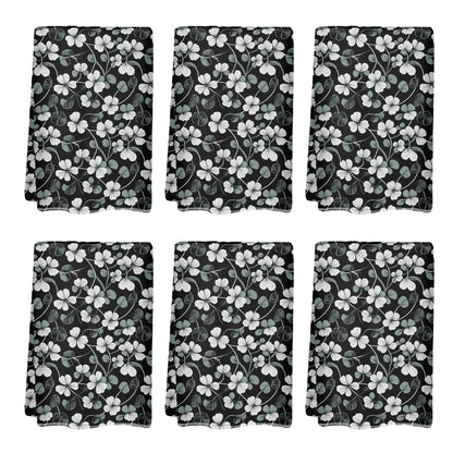 White and Green Clover Hand Towels (6 Pcs) - DeRose Seasonal
