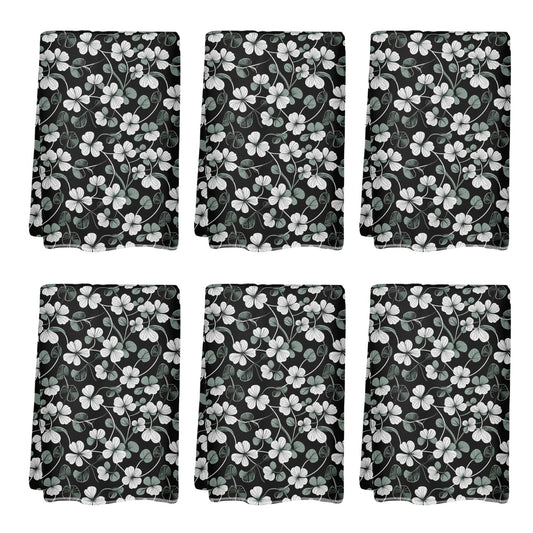 White and Green Clover Hand Towels (6 Pcs) - DeRose Seasonal