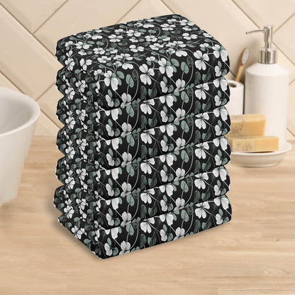 White and Green Clover Hand Towels (6 Pcs) - DeRose Seasonal