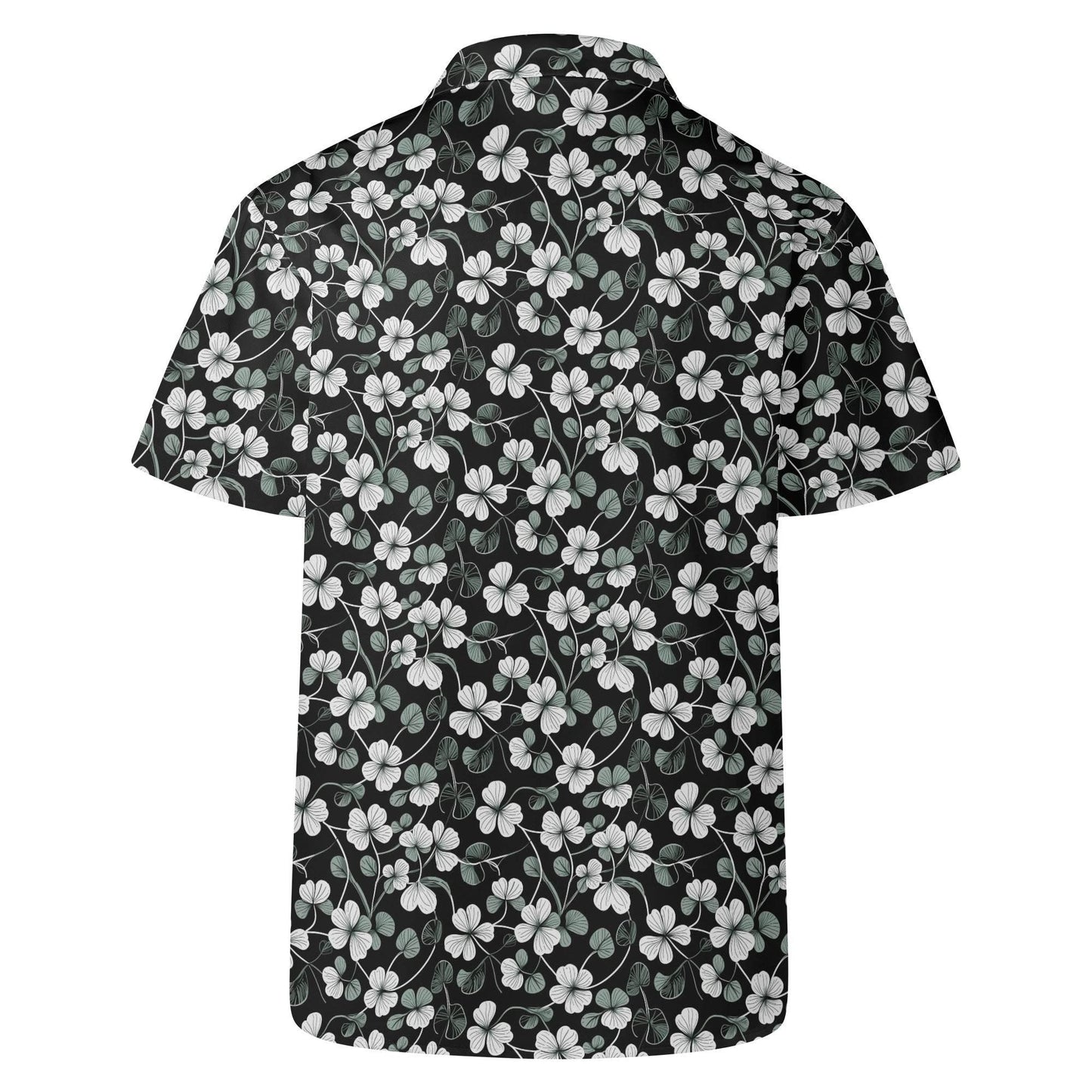 White and Green Clover Men's Casual Hawaiian Shirt - DeRose Seasonal