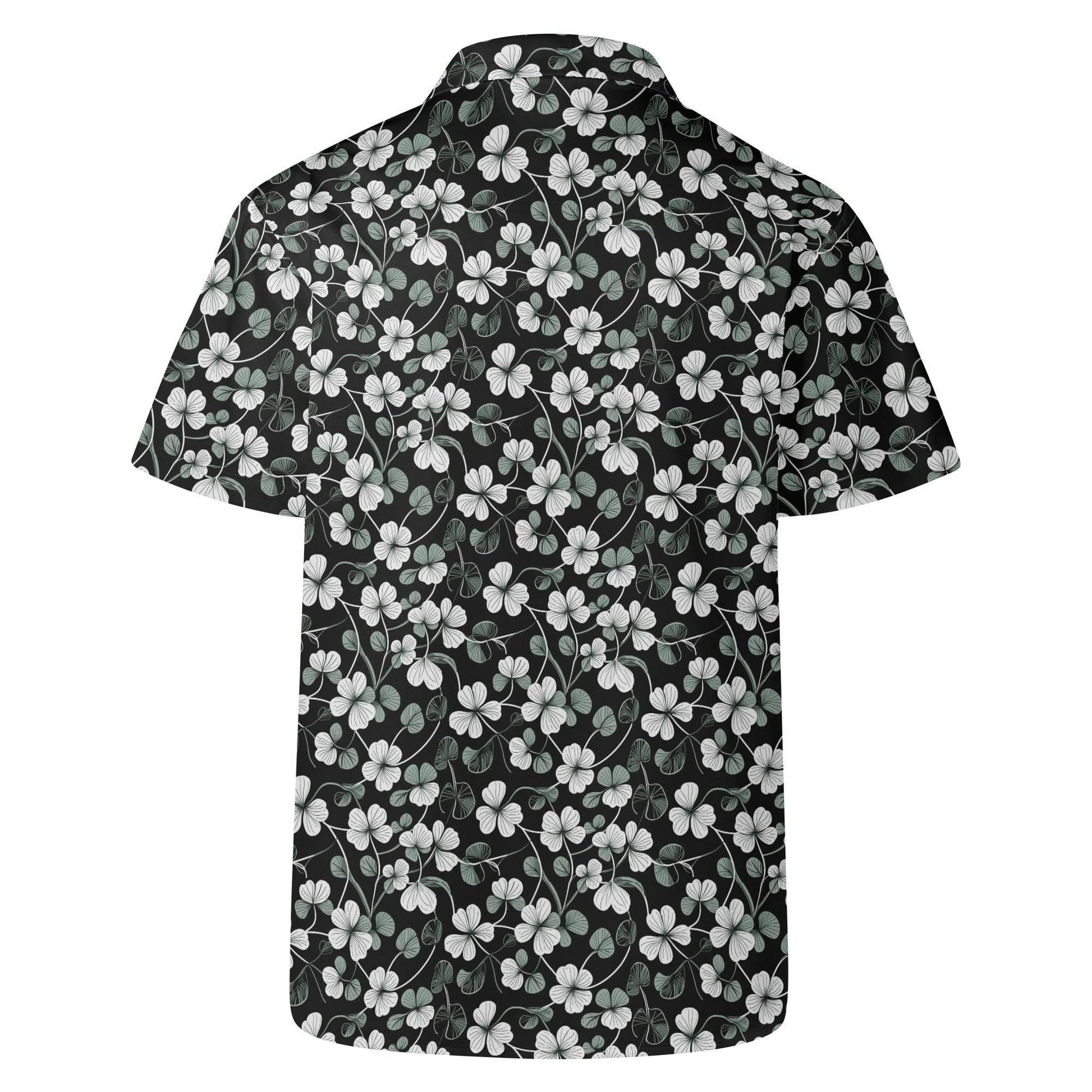 White and Green Clover Men's Casual Hawaiian Shirt - DeRose Seasonal