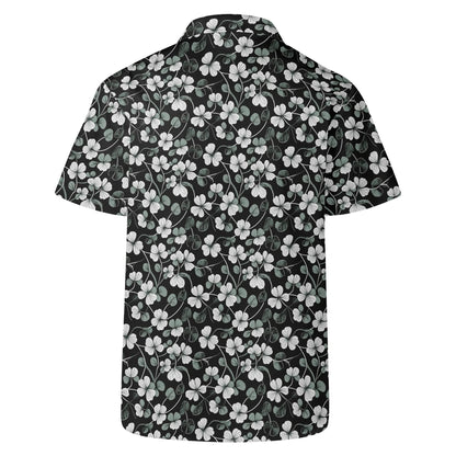 White and Green Clover Men's Casual Hawaiian Shirt - DeRose Seasonal