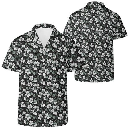 White and Green Clover Men's Casual Hawaiian Shirt - DeRose Seasonal