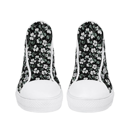White and Green Clover Men's High Top Canvas Shoes - DeRose Seasonal