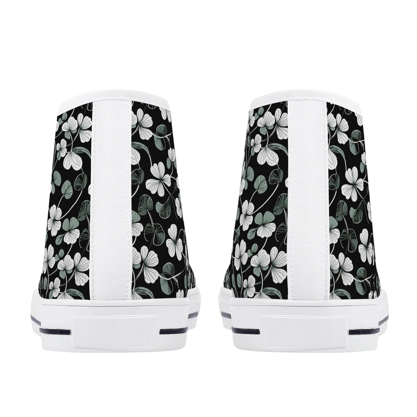 White and Green Clover Men's High Top Canvas Shoes - DeRose Seasonal