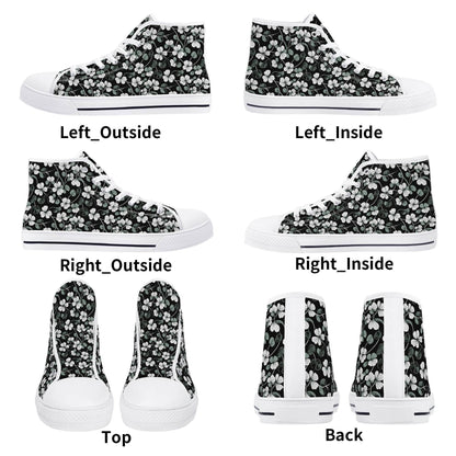 White and Green Clover Men's High Top Canvas Shoes - DeRose Seasonal