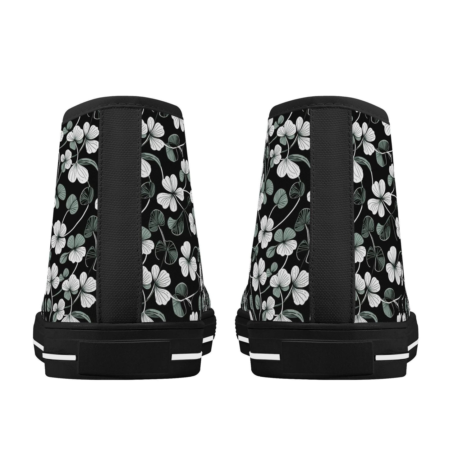 White and Green Clover Men's High Top Canvas Shoes - DeRose Seasonal