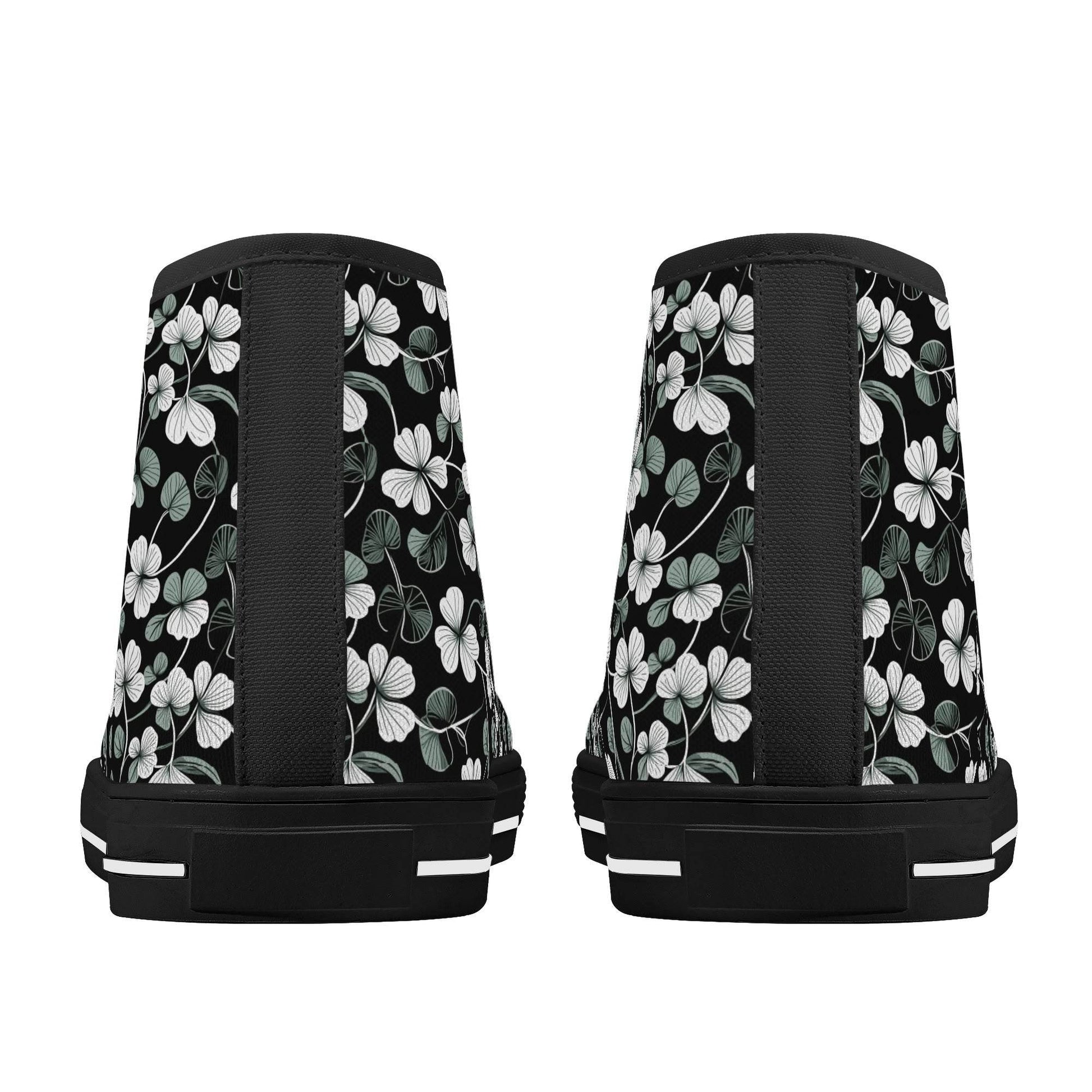 White and Green Clover Men's High Top Canvas Shoes - DeRose Seasonal