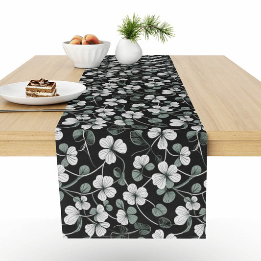 White and Green Clover Polyester Table Runner - DeRose Seasonal
