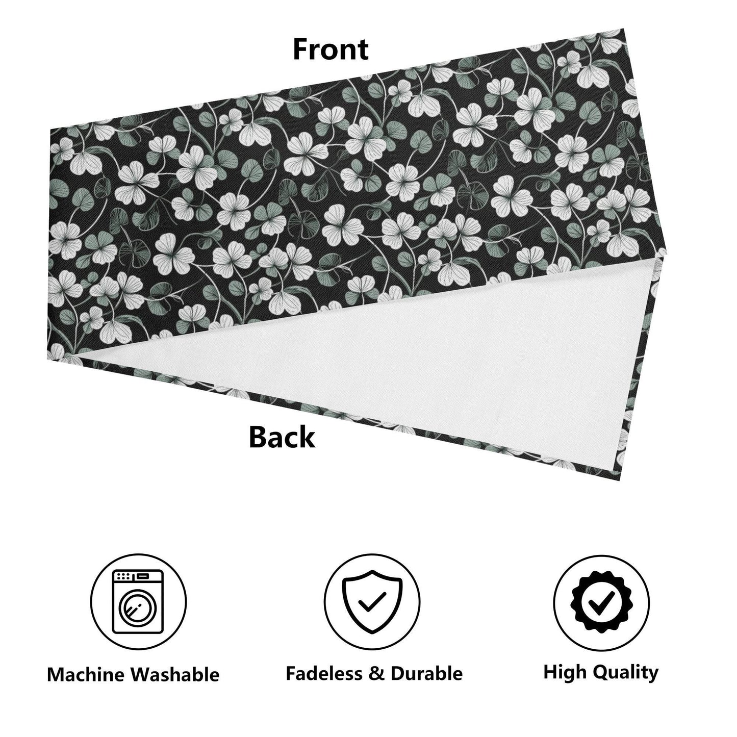 White and Green Clover Polyester Table Runner - DeRose Seasonal