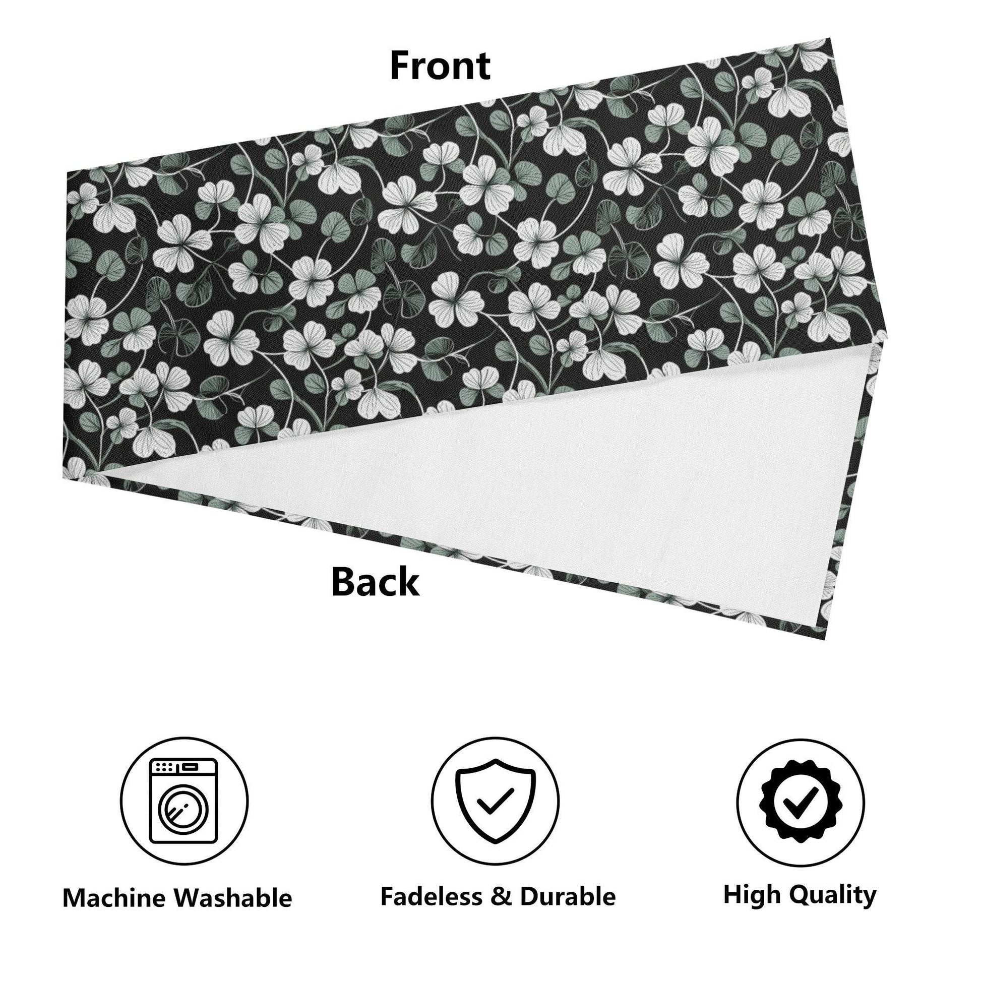 White and Green Clover Polyester Table Runner - DeRose Seasonal