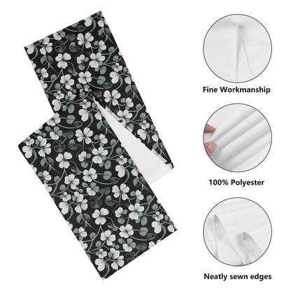 White and Green Clover Polyester Table Runner - DeRose Seasonal