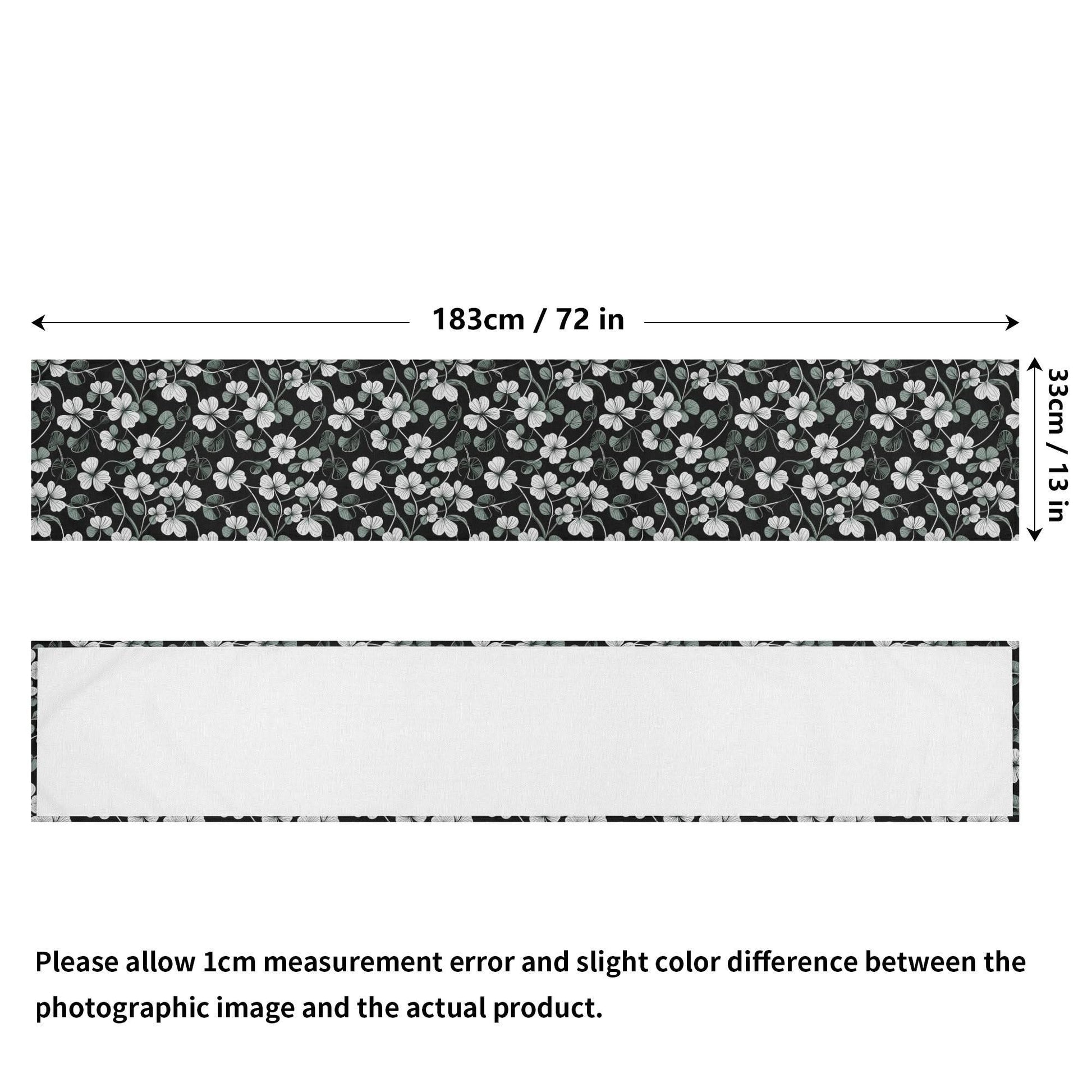 White and Green Clover Polyester Table Runner - DeRose Seasonal