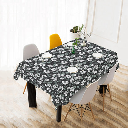 White and Green Clover Polyester Tablecloth Polyester Tablecloth 70"x 52" DeRose Seasonal