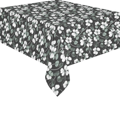 White and Green Clover Polyester Tablecloth Polyester Tablecloth 70"x 52" DeRose Seasonal