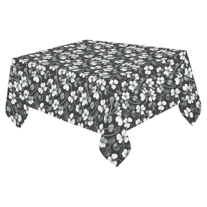 White and Green Clover Polyester Tablecloth Polyester Tablecloth 70"x 52" DeRose Seasonal