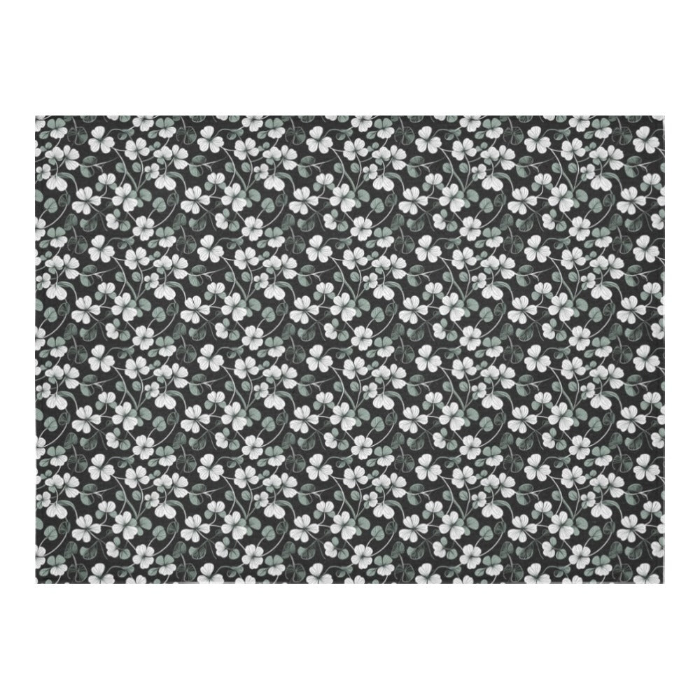 White and Green Clover Polyester Tablecloth Polyester Tablecloth 70"x 52" DeRose Seasonal