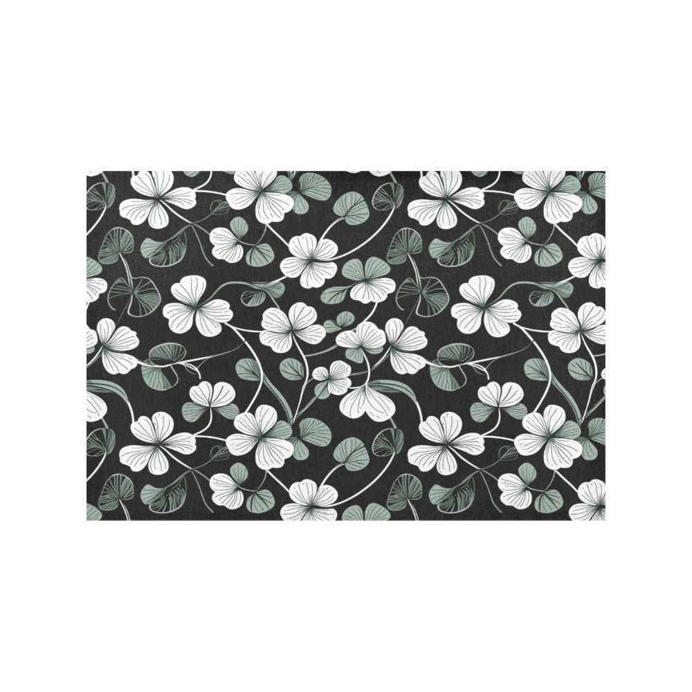 White and Green Clover Table Placemat (set of 6) Placemats 12" x 18" (Set of 6) DeRose Seasonal