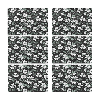 White and Green Clover Table Placemat (set of 6) Placemats 12" x 18" (Set of 6) DeRose Seasonal