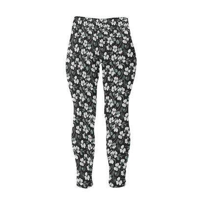 White and Green Clover Women's Plus Size High Waited Leggings Women's High Waist Leggings(Plus Size)(ModelL45) - DeRose Seasonal