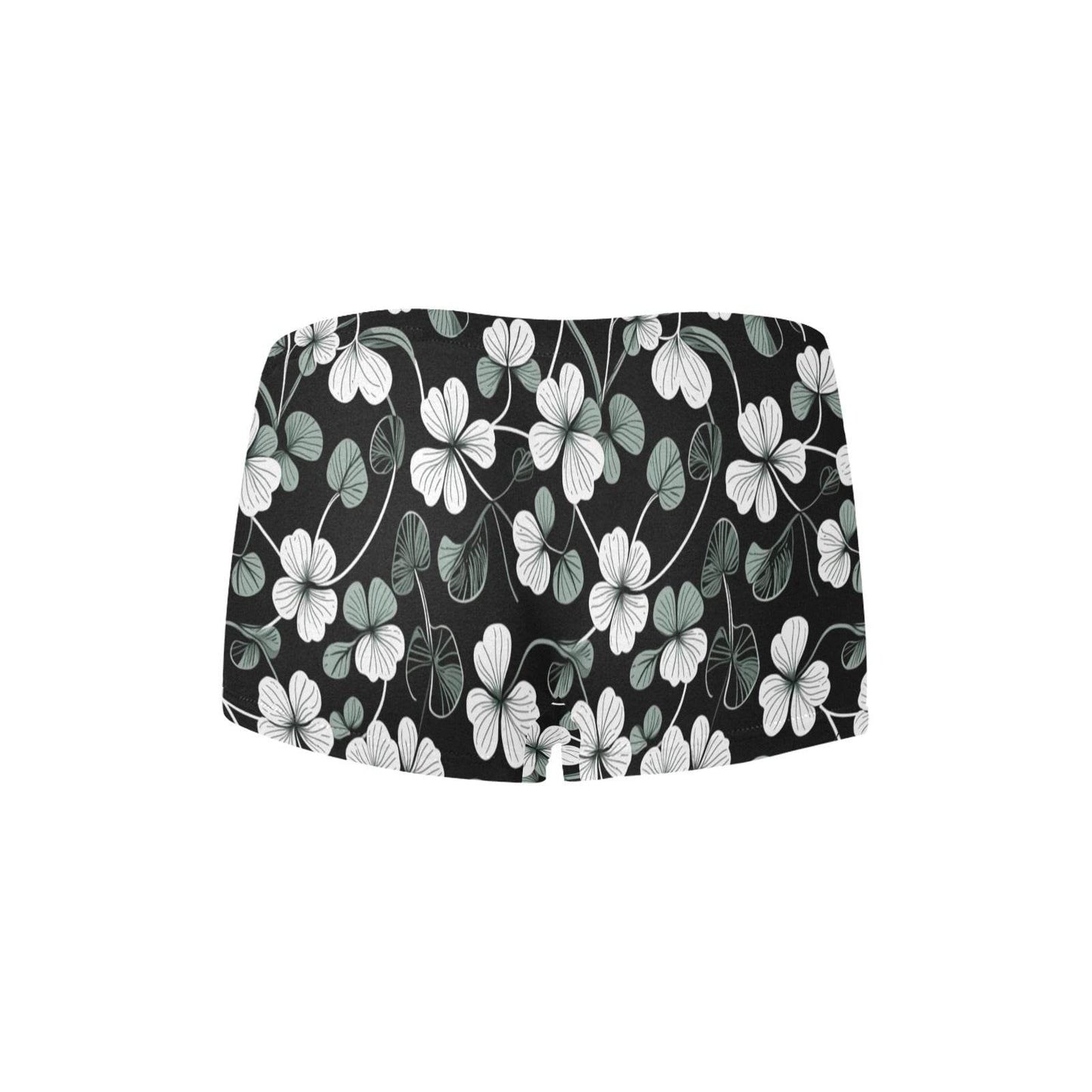 White and Green Clover Women's Underwear Briefs Women's Boyshort Panties (Model L31) - DeRose Seasonal