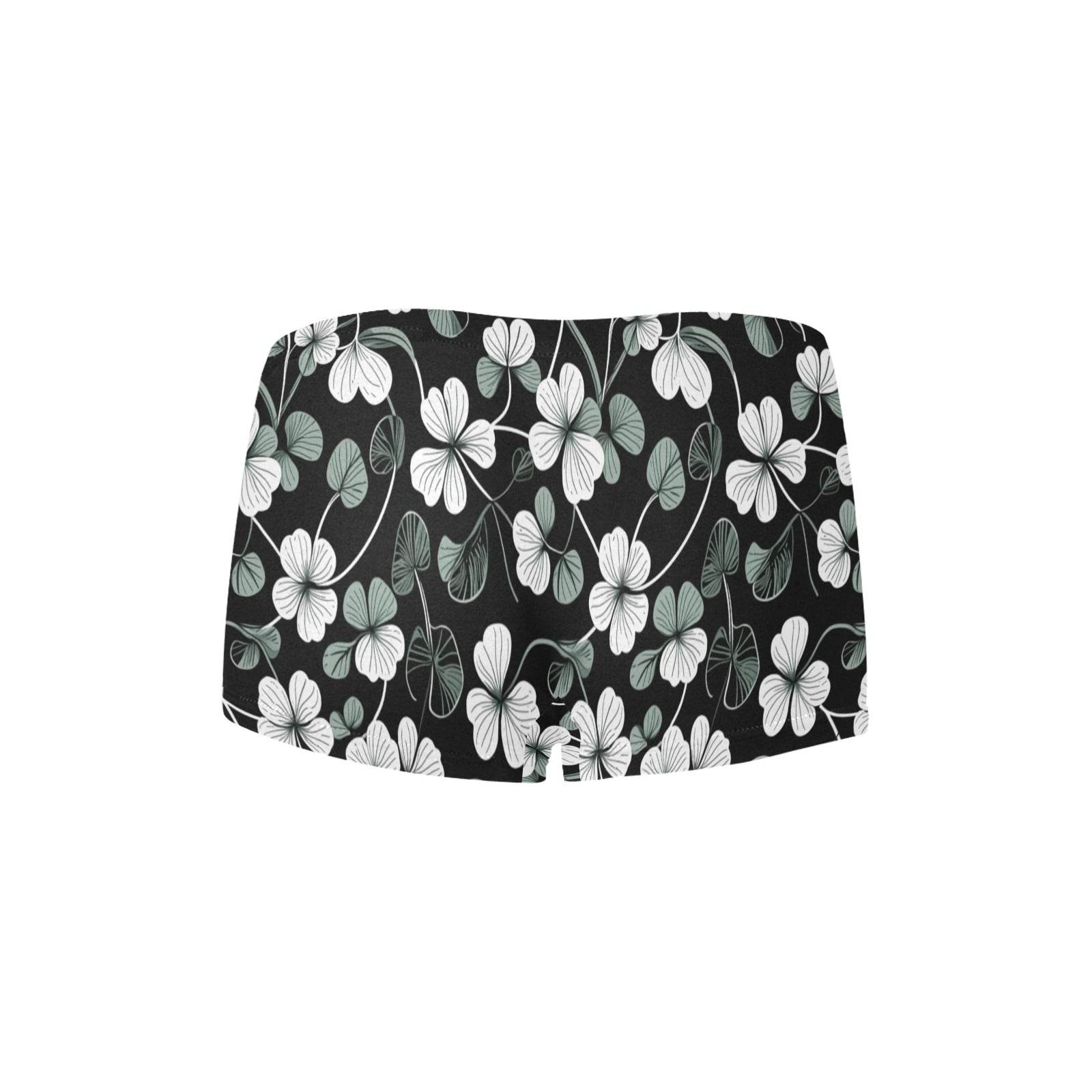 White and Green Clover Women's Underwear Briefs Women's Boyshort Panties (Model L31) - DeRose Seasonal