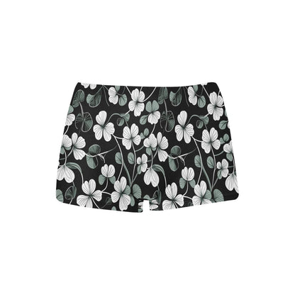 White and Green Clover Women's Underwear Briefs Women's Boyshort Panties (Model L31) - DeRose Seasonal