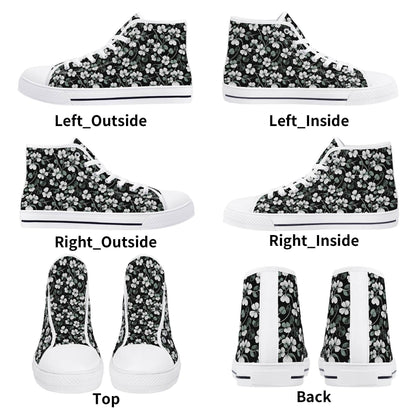 White and Green Clover Women's High Top Canvas Shoes - DeRose Seasonal