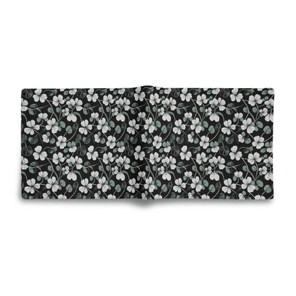 White and Green Clovers Men's Leather Folded Wallet - DeRose Seasonal