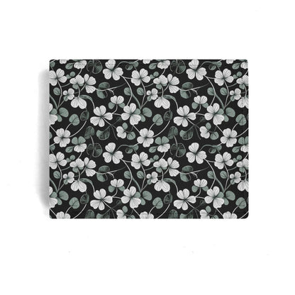 White and Green Clovers Men's Leather Folded Wallet - DeRose Seasonal